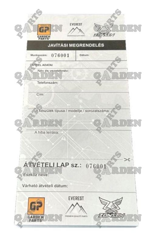 JAVÍTÁSI SZERVIZ KÁRTYA HU 100 db
